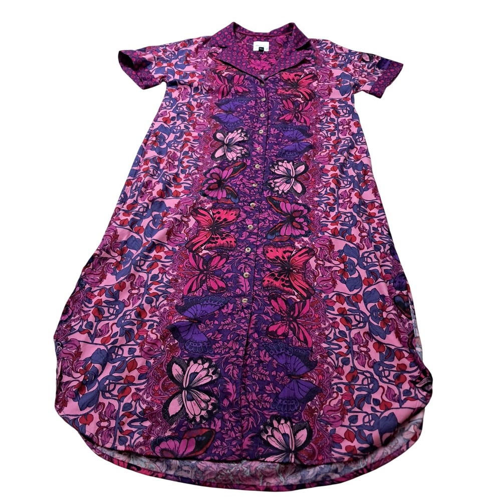 Anthropologie Alexandra Farmer Whimsy Flannel Sleep Womens Small Pink Maxi PJs